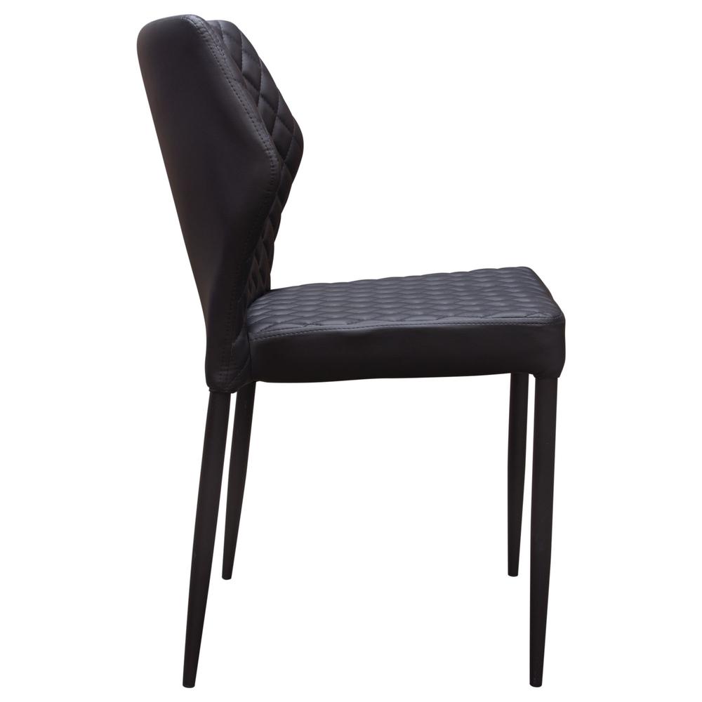 Milo 4-Pack Dining Chairs in Black Diamond Tufted Leatherette with Black Legs. Picture 10