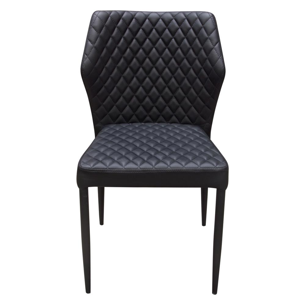Milo 4-Pack Dining Chairs in Black Diamond Tufted Leatherette with Black Legs. Picture 13