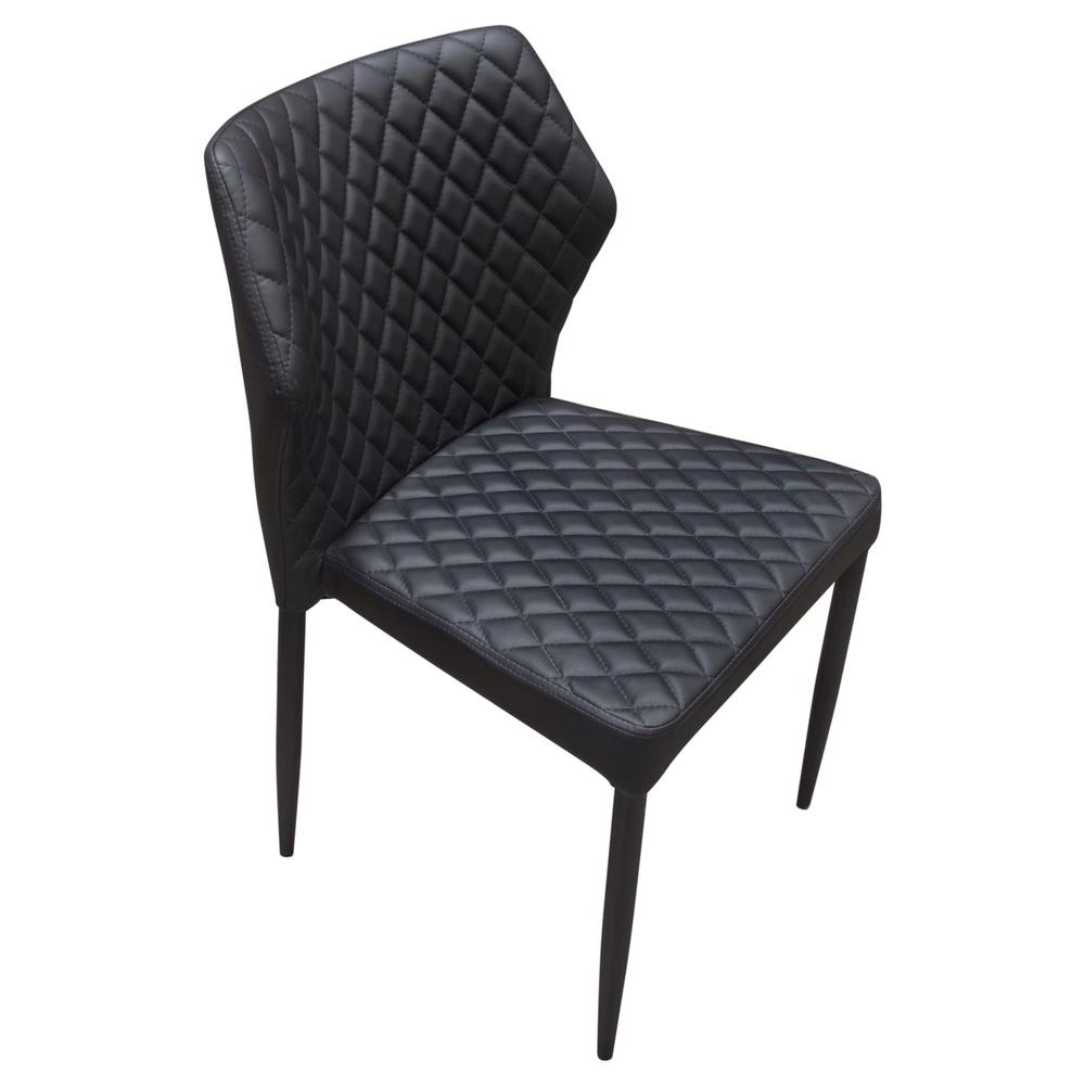 Milo 4-Pack Dining Chairs in Black Diamond Tufted Leatherette with Black Legs. Picture 14