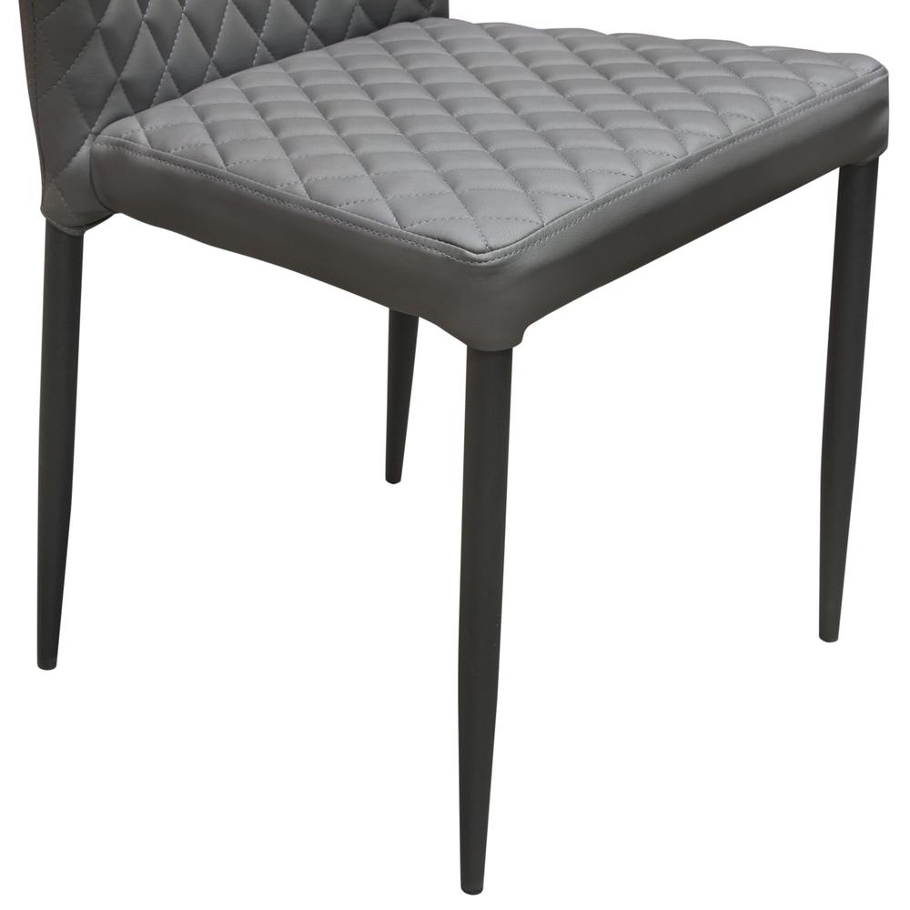 Milo 4-Pack Dining Chairs in Grey Diamond Tufted Leatherette with Black Legs. Picture 6