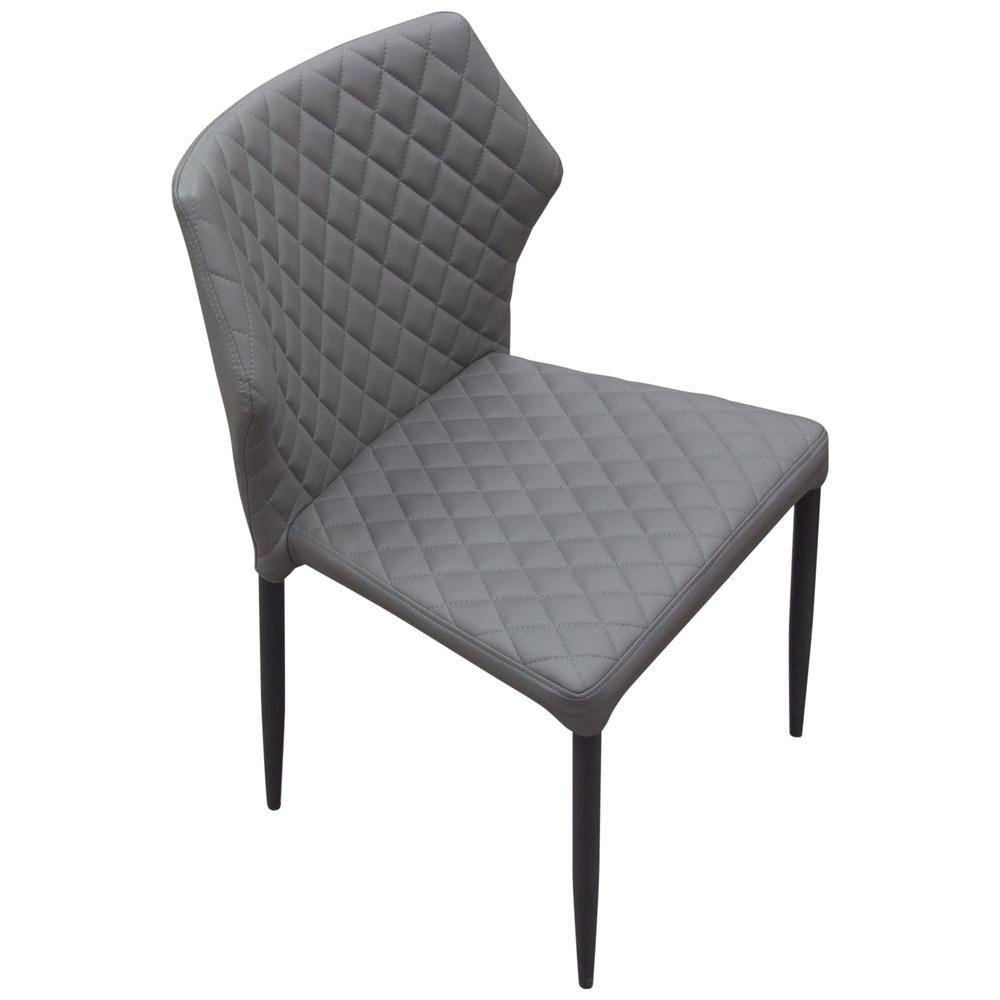Milo 4-Pack Dining Chairs in Grey Diamond Tufted Leatherette with Black Legs. Picture 16