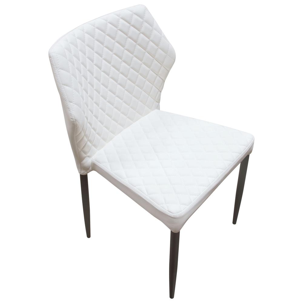 Milo 4-Pack Dining Chairs in White Diamond Tufted Leatherette with Black Legs. Picture 5