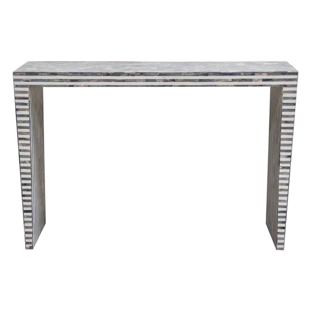 Mosaic Console Table w/ Bone Inlay in Linear Pattern. Picture 1