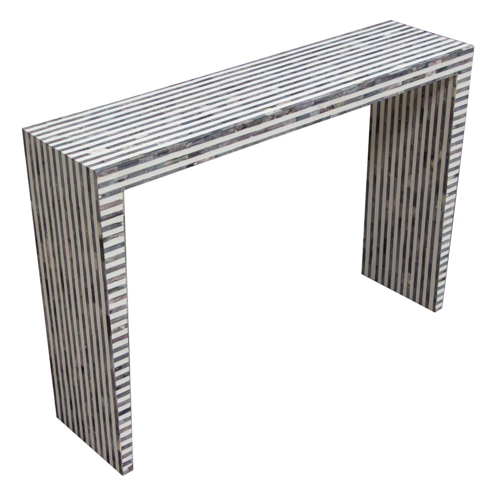 Mosaic Console Table w/ Bone Inlay in Linear Pattern. Picture 6