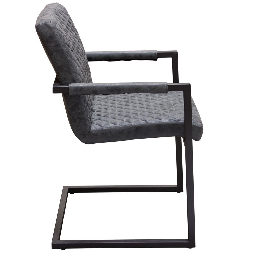 2-Pack Dining Chairs in Charcoal Diamond Tufted Leatherette on Charcoal Frame. Picture 6