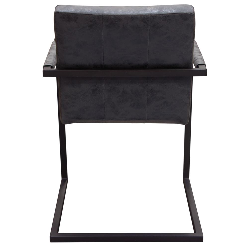 2-Pack Dining Chairs in Charcoal Diamond Tufted Leatherette on Charcoal Frame. Picture 8