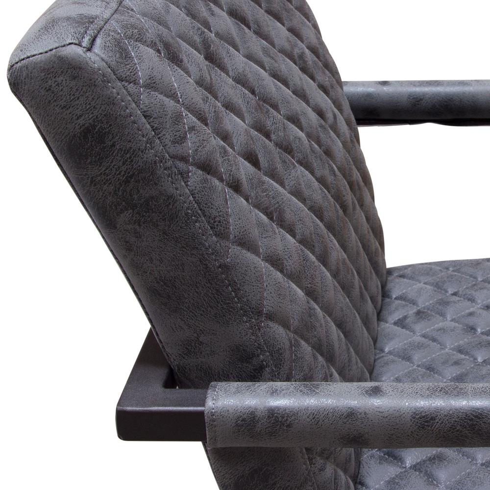 2-Pack Dining Chairs in Charcoal Diamond Tufted Leatherette on Charcoal Frame. Picture 9