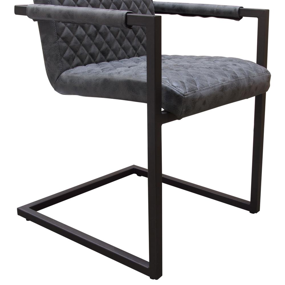 2-Pack Dining Chairs in Charcoal Diamond Tufted Leatherette on Charcoal Frame. Picture 10
