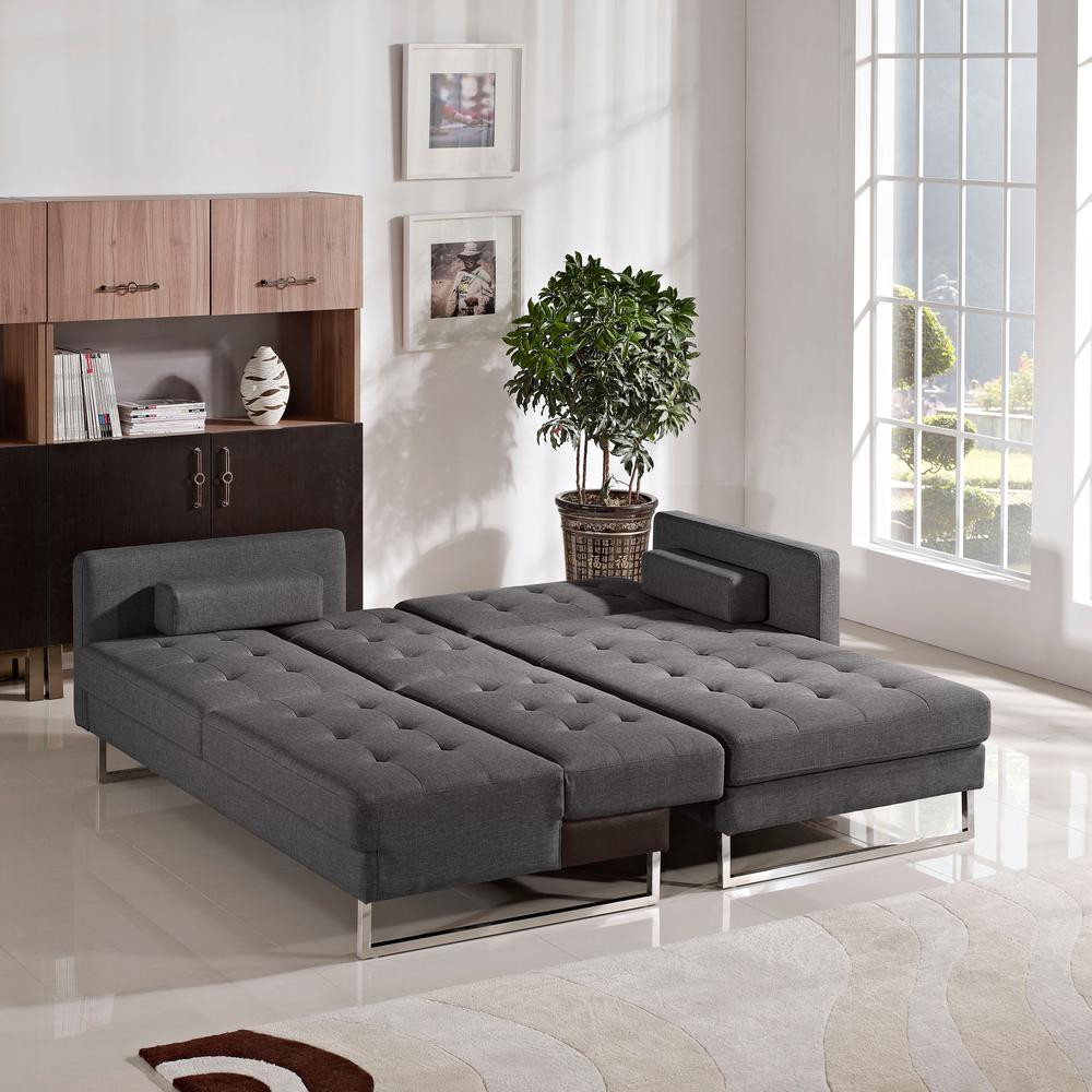 Opus Convertible Tufted RF Chaise Sectional  - GREY. Picture 4