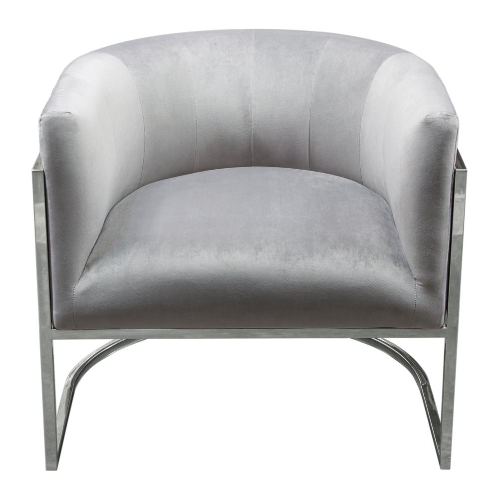 Pandora Accent Chair in Grey Velvet with Polished Silver Stainless Steel Frame by Diamond Sofa. Picture 5