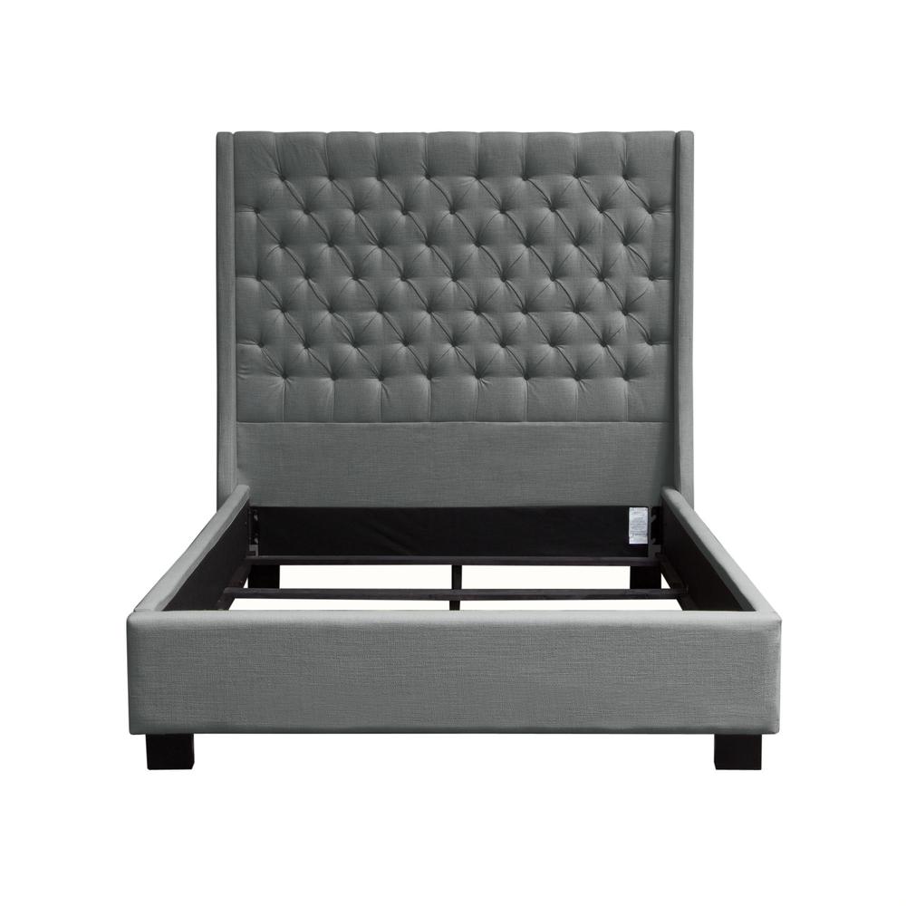 Park Avenue Eastern King Tufted Bed with Wing in Grey Linen. Picture 6
