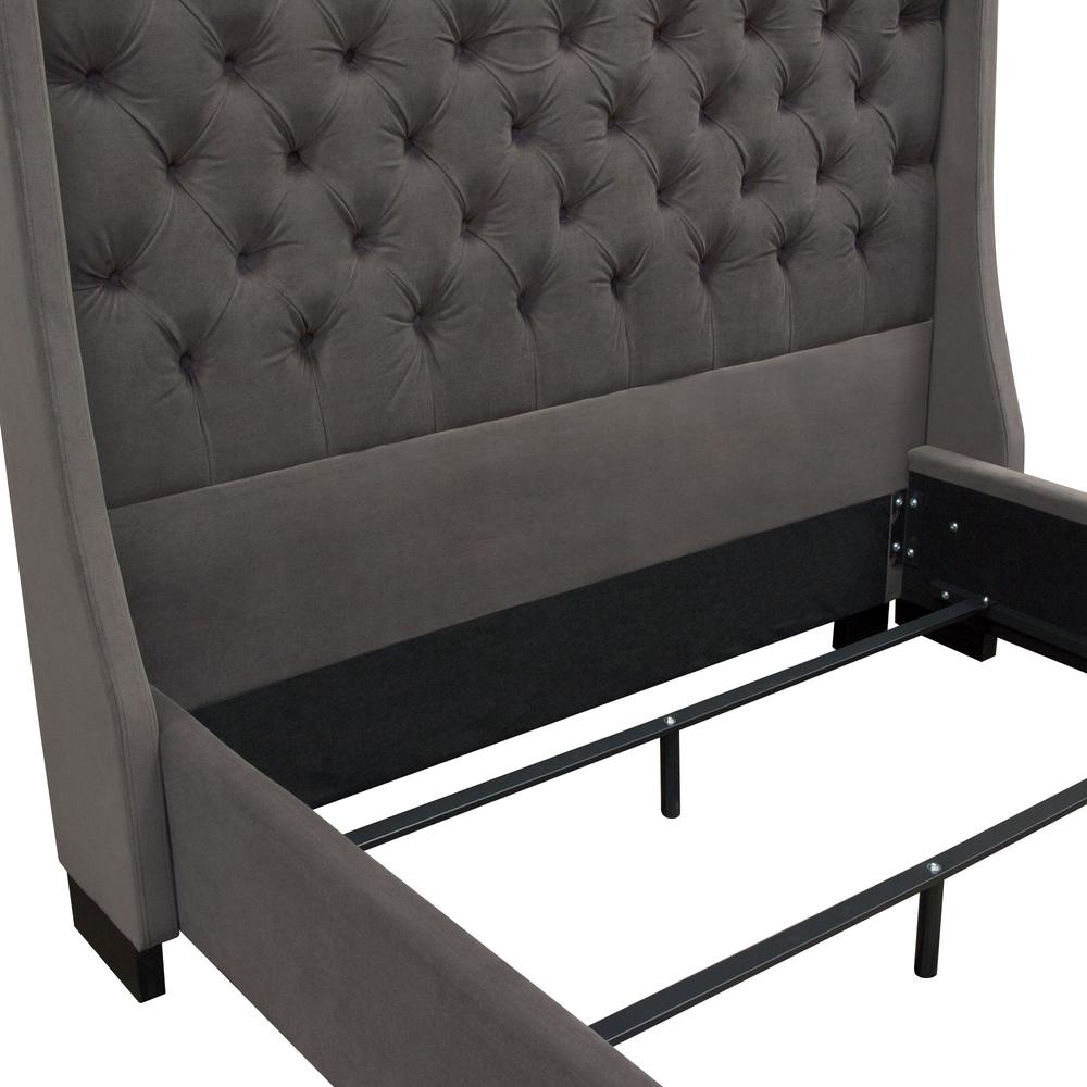 Park Avenue Eastern King Tufted Bed with Vintage Wing in Smoke Grey Velvet by Diamond Sofa. Picture 13