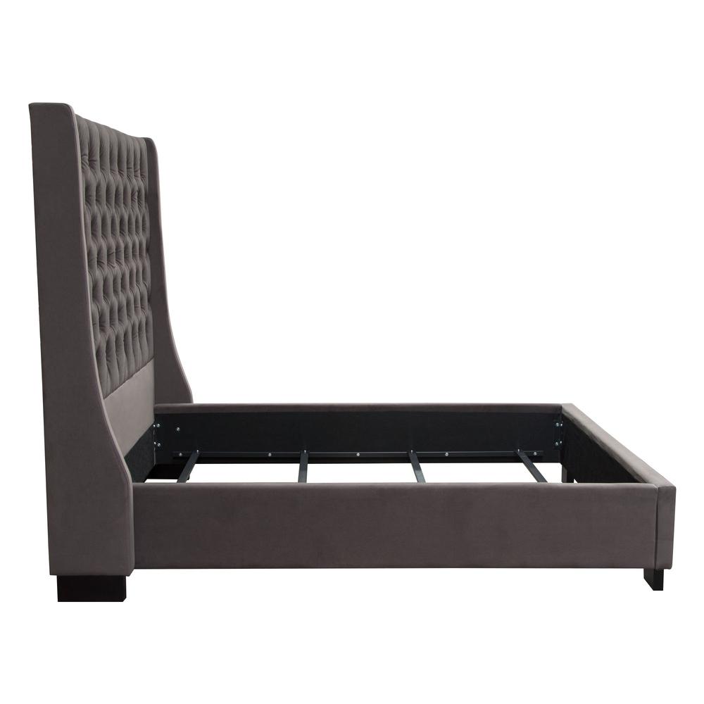 Park Avenue Queen Tufted Bed with Vintage Wing in Smoke Grey Velvet by Diamond Sofa. Picture 4