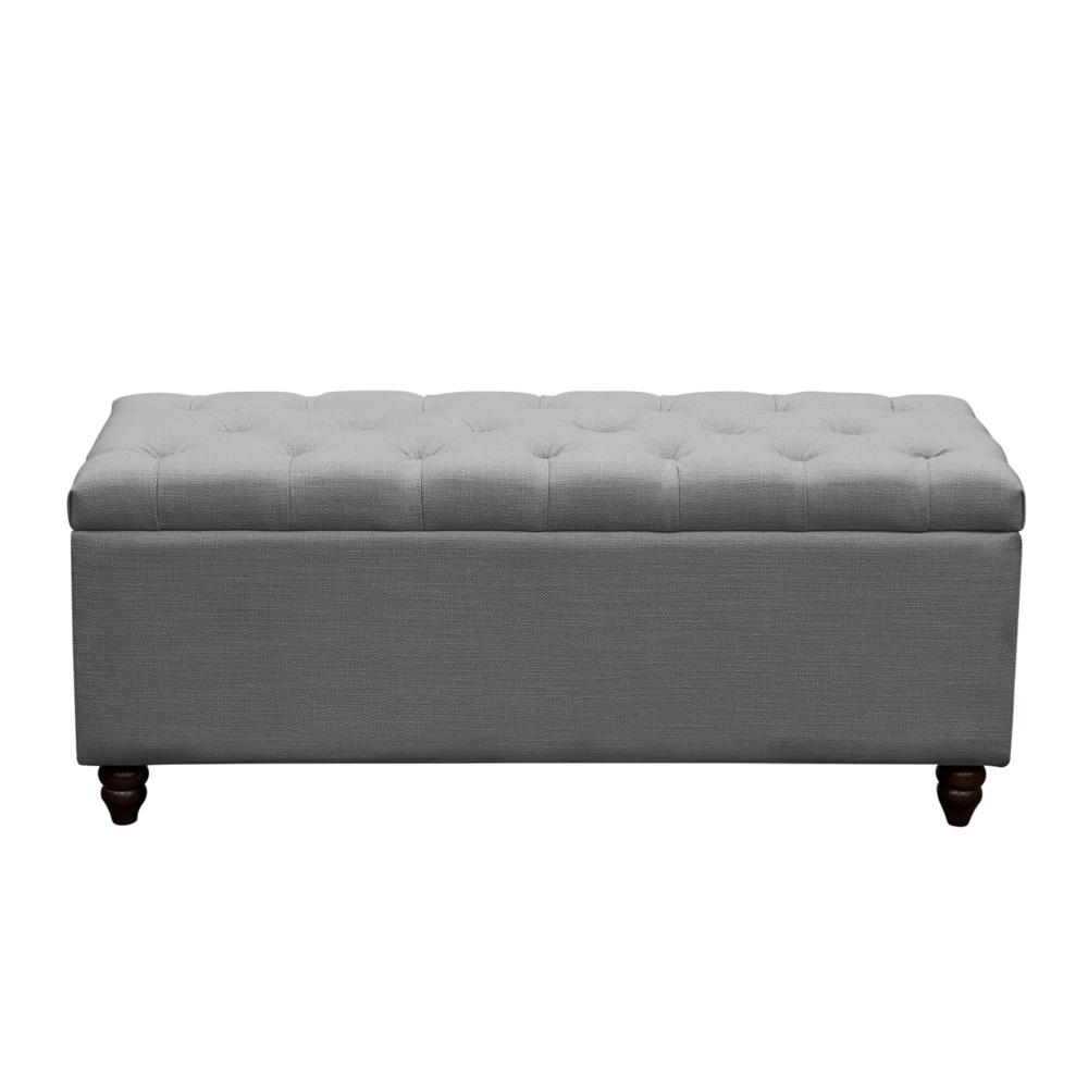 Park Ave Tufted Lift-Top Storage Trunk  - Grey Linen. Picture 1