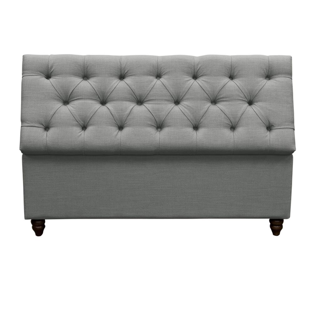Park Ave Tufted Lift-Top Storage Trunk  - Grey Linen. Picture 4
