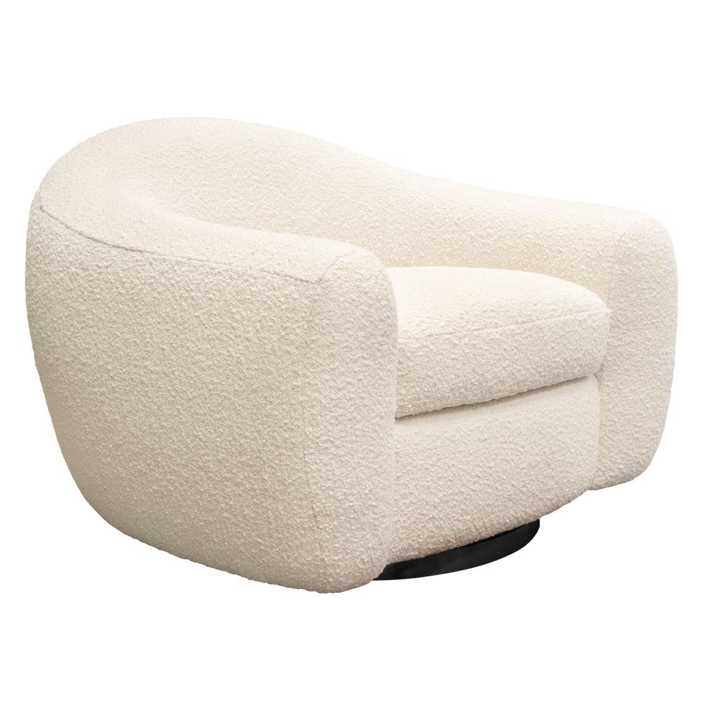 Pascal Swivel Chair in Bone Boucle Textured Fabric w/ Contoured Arms & Back by Diamond Sofa. Picture 3