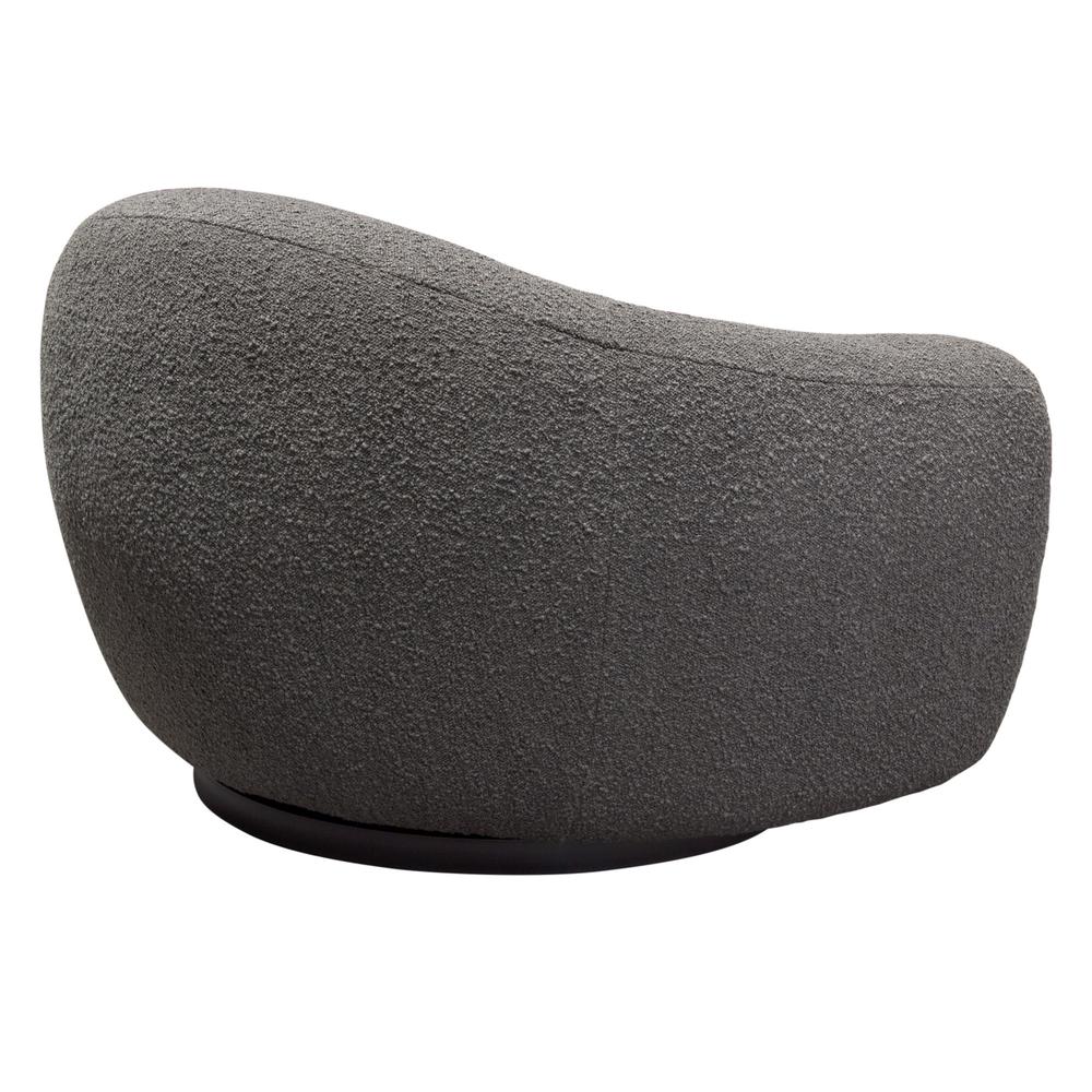 Pascal Swivel Chair in Charcoal Boucle Textured Fabric w/ Contoured Arms & Back by Diamond Sofa. Picture 6