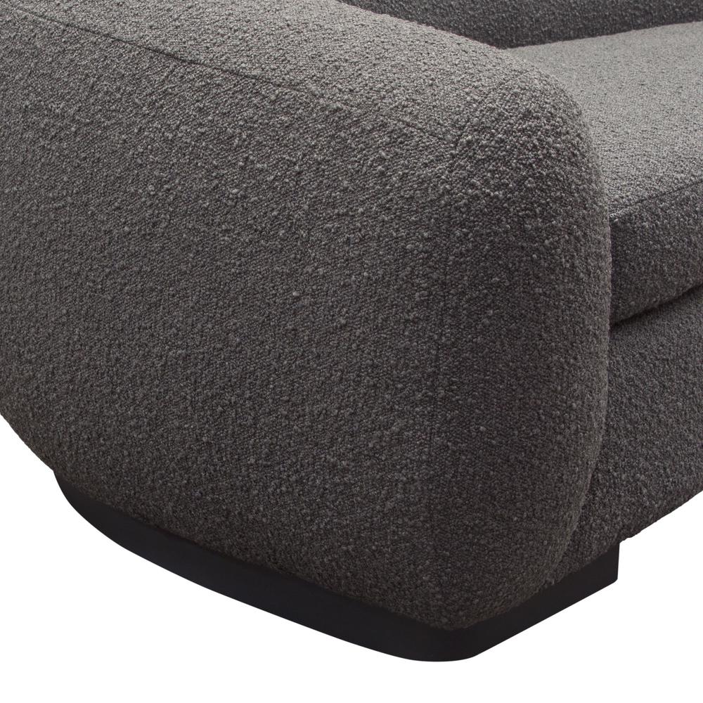 Pascal Sofa in Charcoal Boucle Textured Fabric w/ Contoured Arms & Back by Diamond Sofa. Picture 4