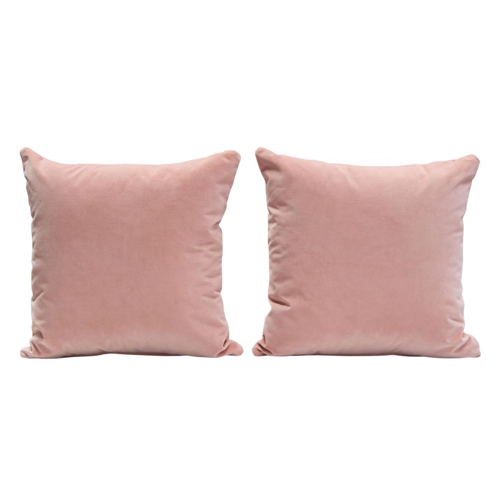 Set of (2) 16" Square Accent Pillows in Blush Pink Velvet by Diamond Sofa. Picture 6