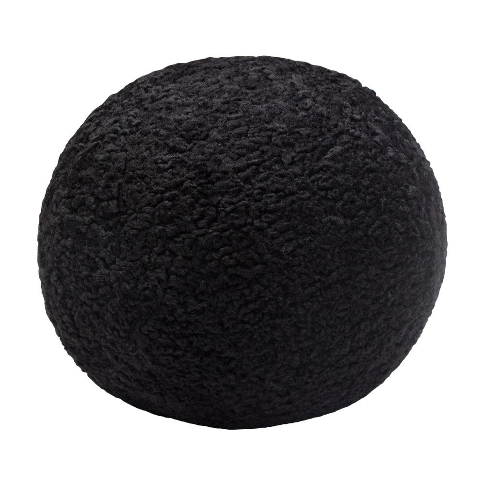 Set of (2) 10" Round Accent Pillows in Black Faux Sheepskin by Diamond Sofa. Picture 10