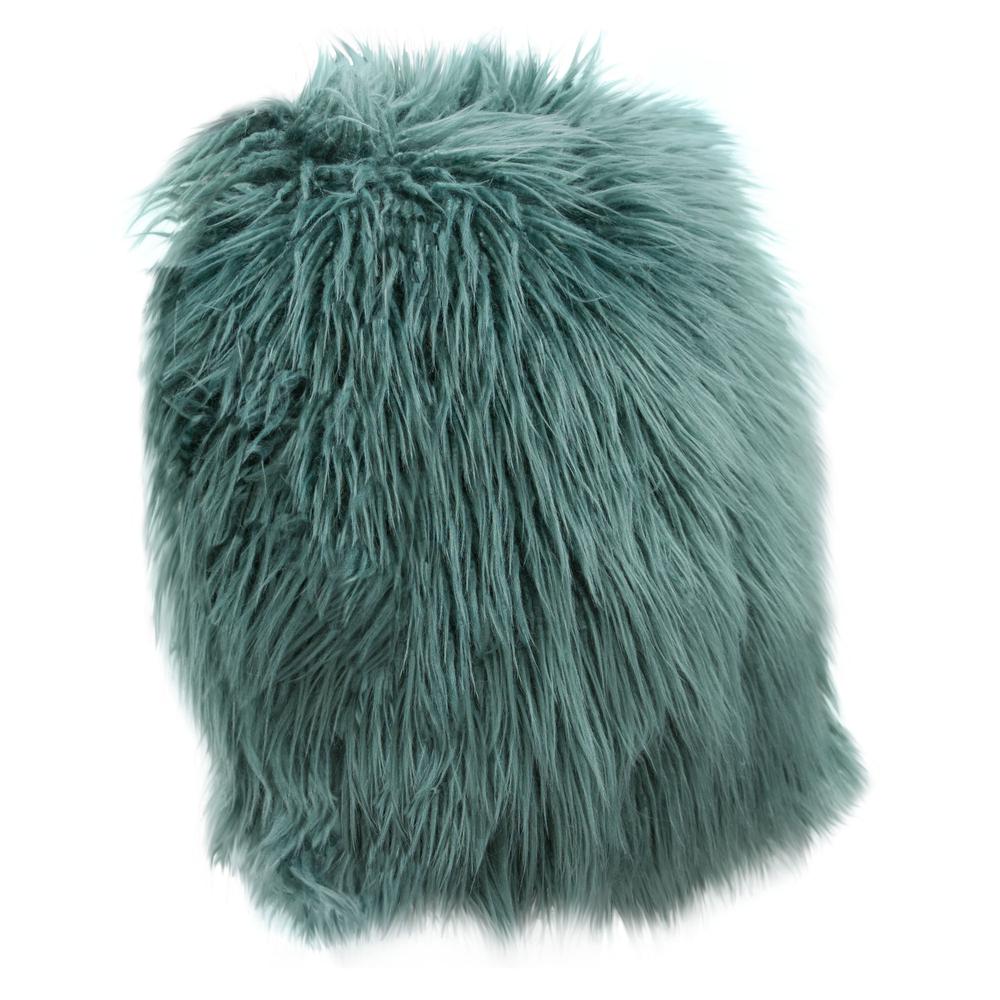 18" Square Accent Pillow in Teal Dual-Sided Faux Fur. Picture 3