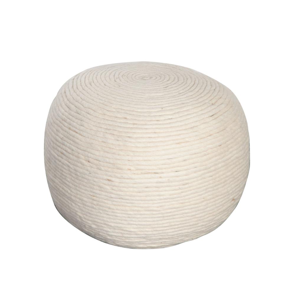 Round Pouf in White Dyed Natural Wool by Diamond Sofa. Picture 6