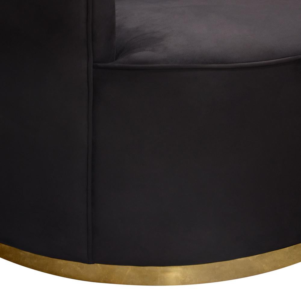 Raven Chair in Black Suede Velvet w/ Brushed Gold Accent Trim by Diamond Sofa. Picture 4