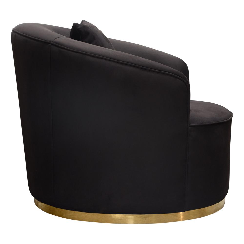 Raven Chair in Black Suede Velvet w/ Brushed Gold Accent Trim by Diamond Sofa. Picture 16