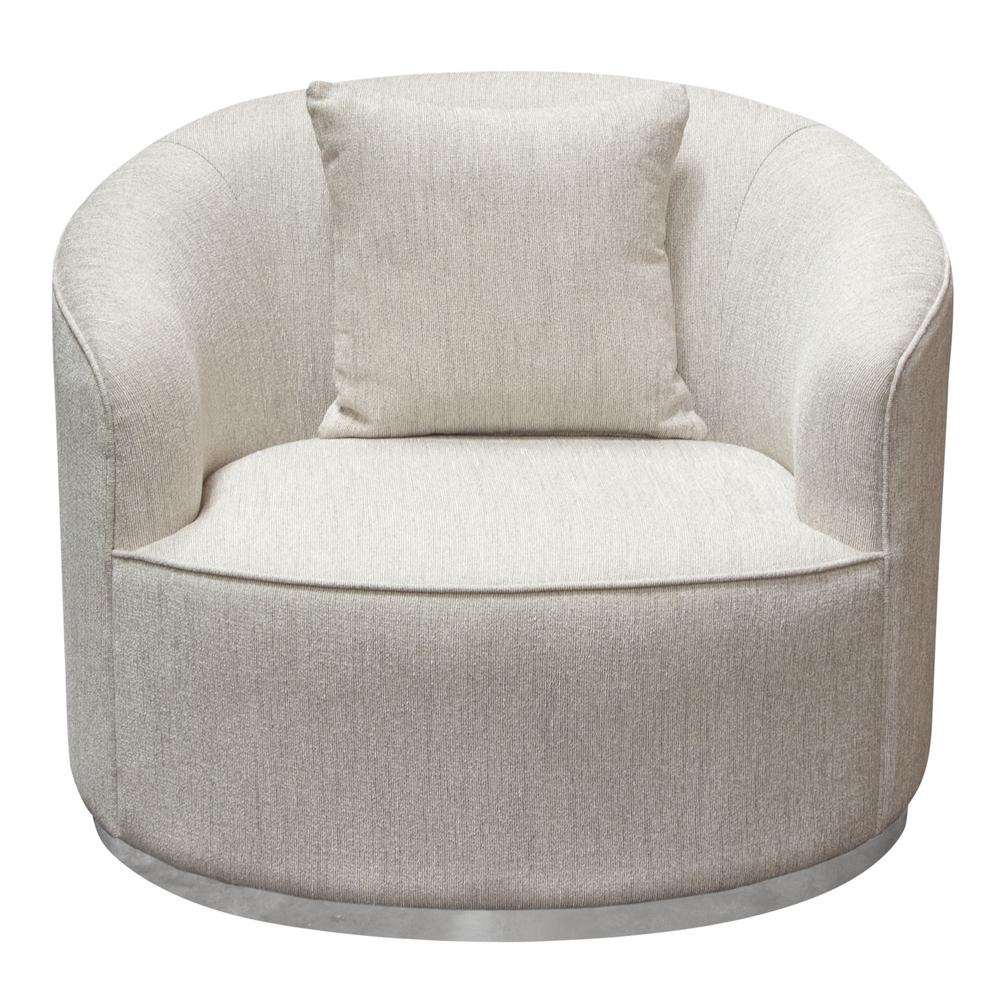 Raven Chair in Light Cream Fabric w/ Brushed Silver Accent Trim by Diamond Sofa. Picture 2