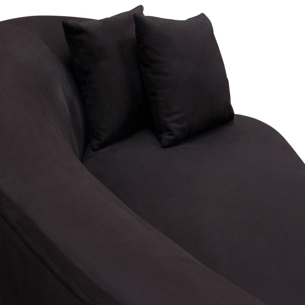 Raven Sofa in Black Suede Velvet w/ Brushed Gold Accent Trim by Diamond Sofa. Picture 5
