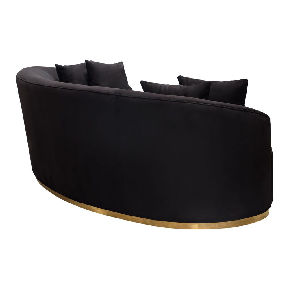 Raven Sofa in Black Suede Velvet w/ Brushed Gold Accent Trim by Diamond Sofa. Picture 10