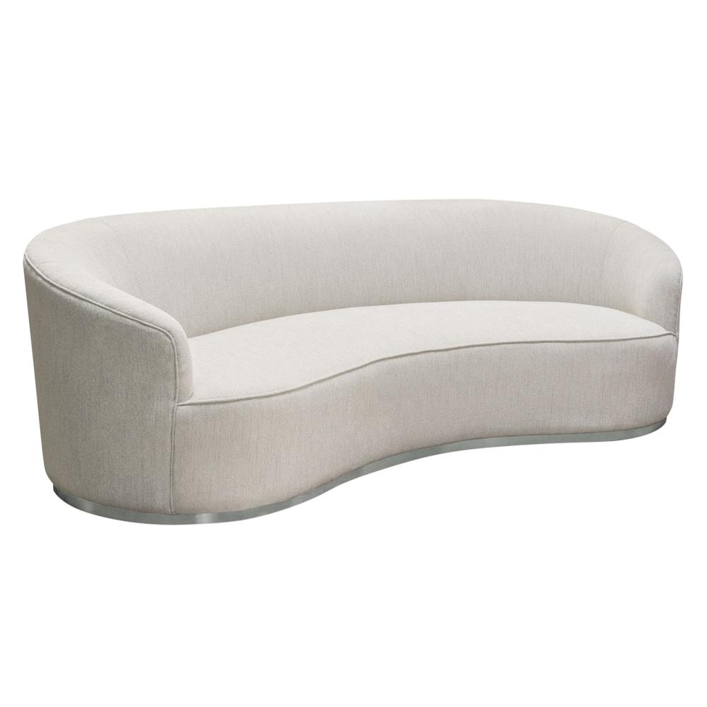 Raven Sofa in Light Cream Fabric w/ Brushed Silver Accent Trim by Diamond Sofa. Picture 10