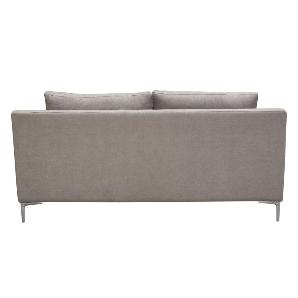 Seattle Loose Back Loveseat in Grey Polyester Fabric w/ Polished Silver Metal Leg. Picture 3