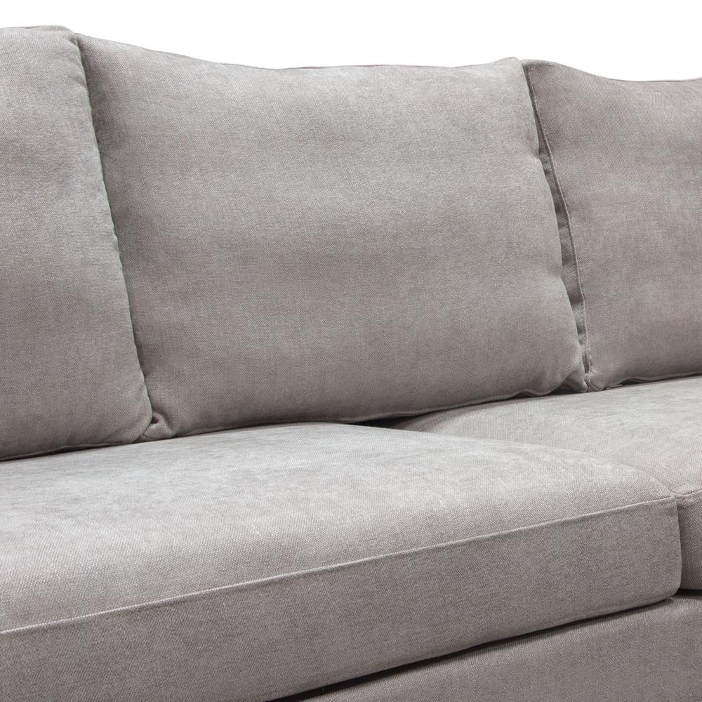 Seattle Loose Back Sofa in Grey Polyester Fabric w/ Polished Silver Metal Leg. Picture 10