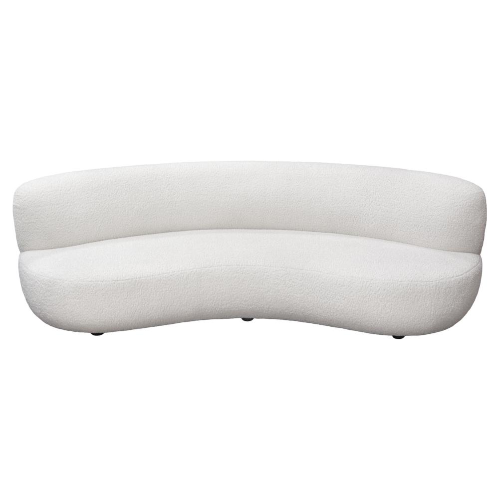 Curved Sofa in White Faux Sheepskin Fabric. Picture 18