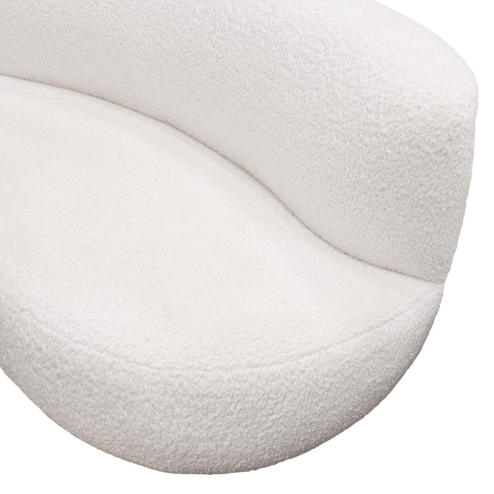 Curved Sofa in White Faux Sheepskin Fabric. Picture 6
