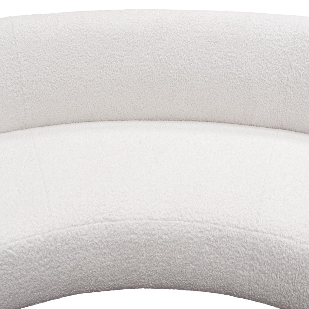 Curved Sofa in White Faux Sheepskin Fabric. Picture 7