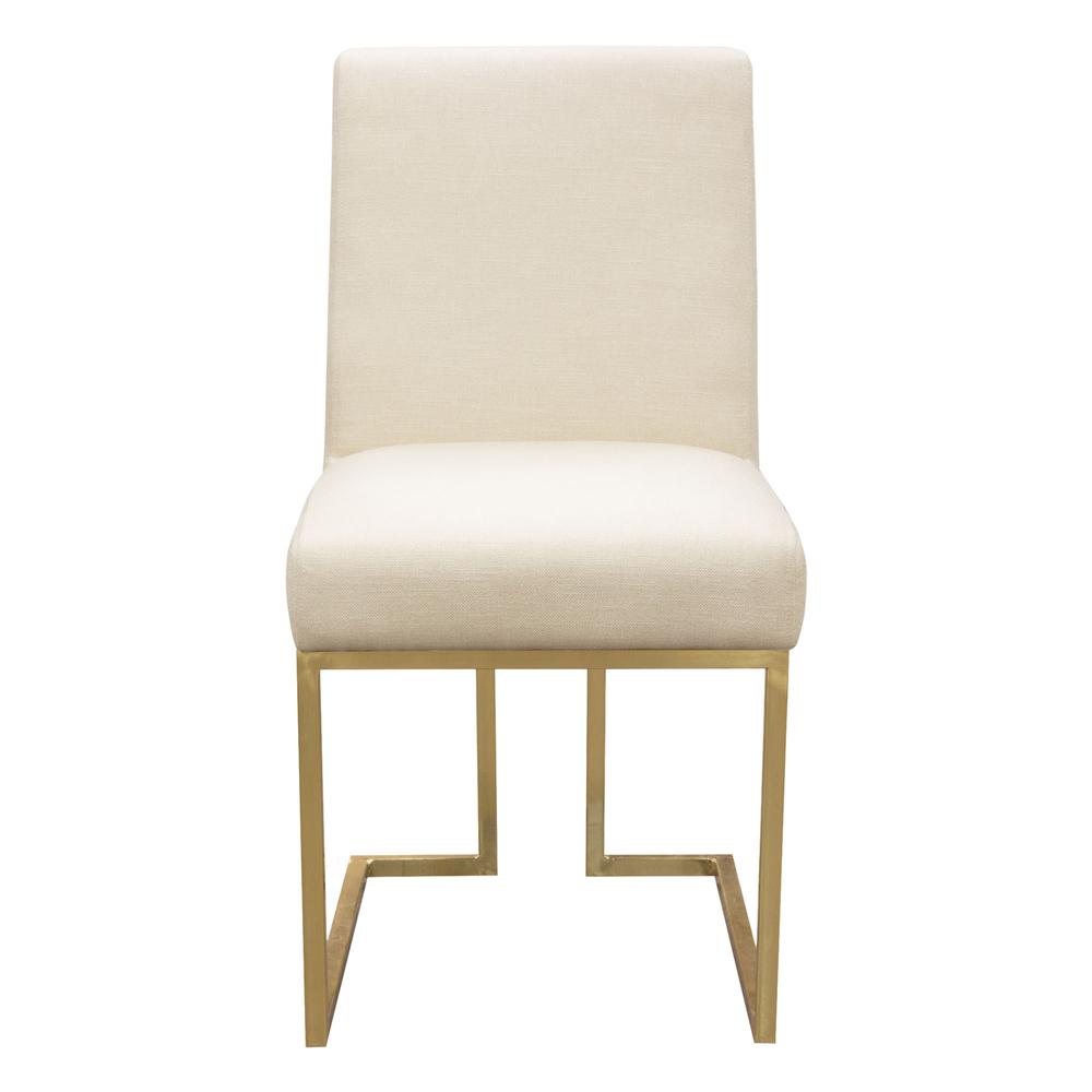 Set of (2) Skyline Dining Chairs in Cream Fabric w/ Polished Gold Metal Frame by Diamond Sofa. Picture 4