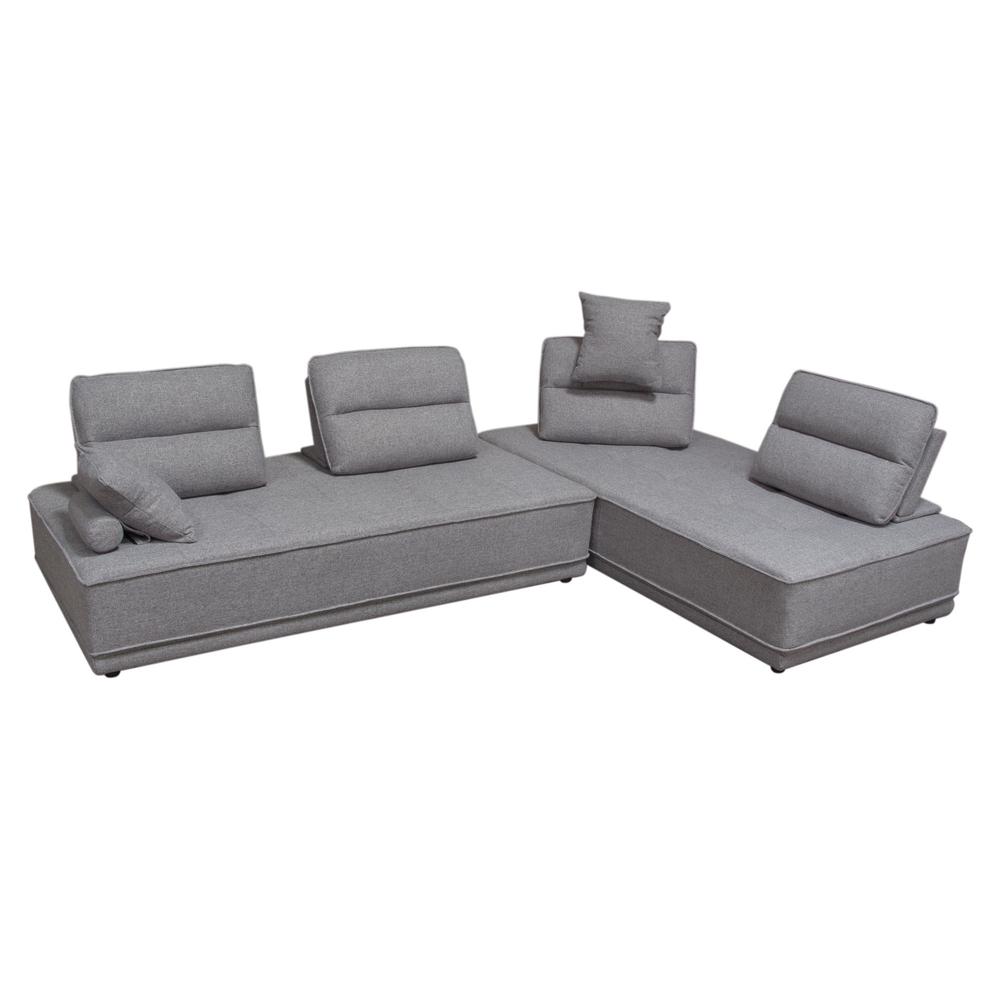 Slate 2PC Lounge Seating Platforms with Moveable Backrest Supports in Grey Polyester Fabric by Diamond Sofa. Picture 4