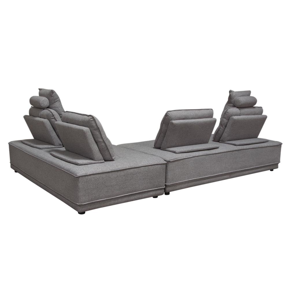 Slate 2PC Lounge Seating Platforms with Moveable Backrest Supports in Grey Polyester Fabric by Diamond Sofa. Picture 5