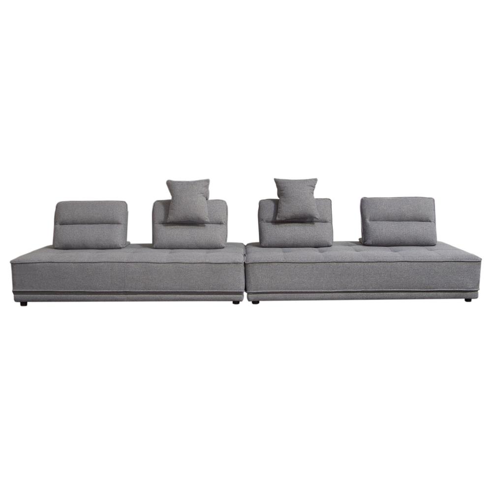 Slate 2PC Lounge Seating Platforms with Moveable Backrest Supports in Grey Polyester Fabric by Diamond Sofa. Picture 7