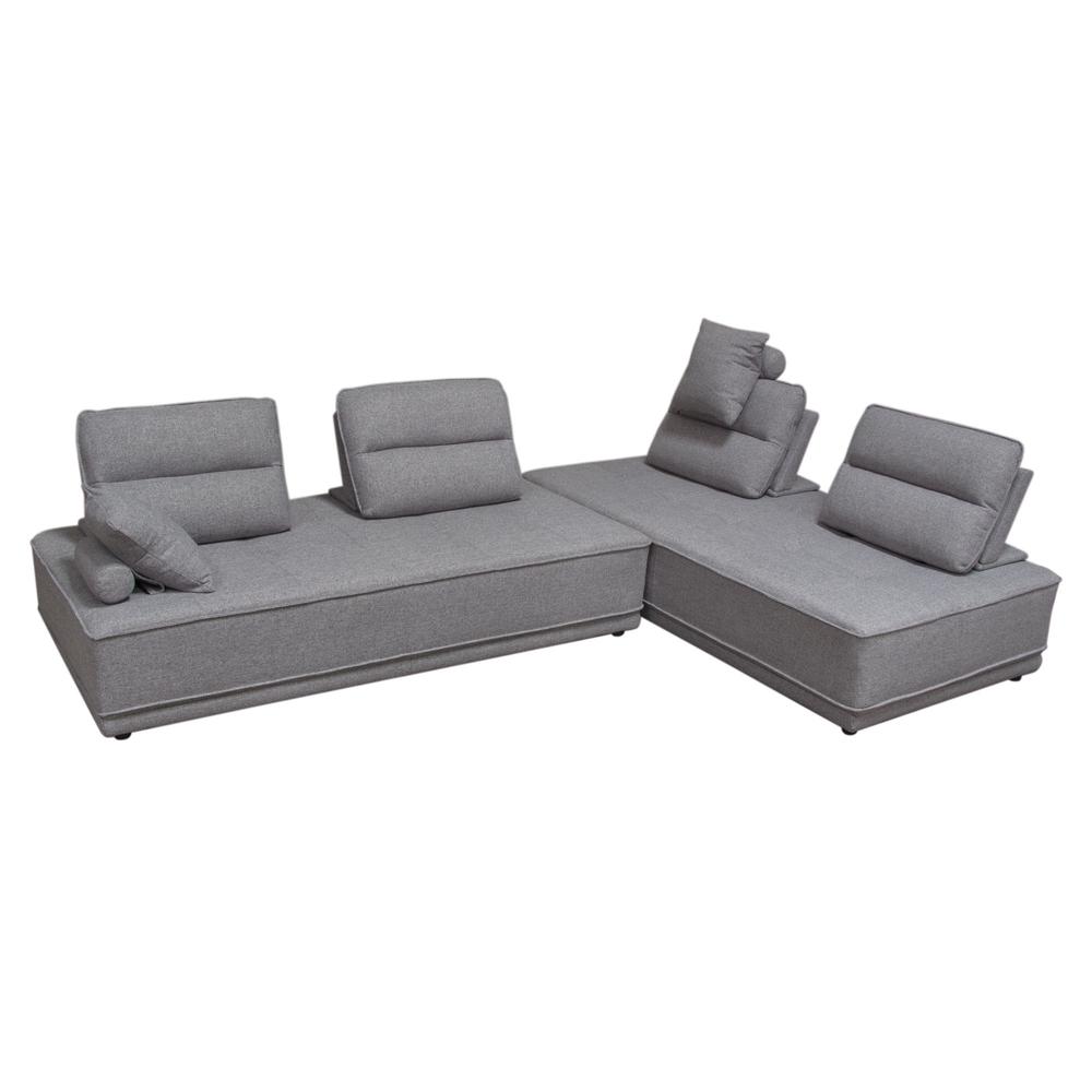 Slate 2PC Lounge Seating Platforms with Moveable Backrest Supports in Grey Polyester Fabric by Diamond Sofa. Picture 15