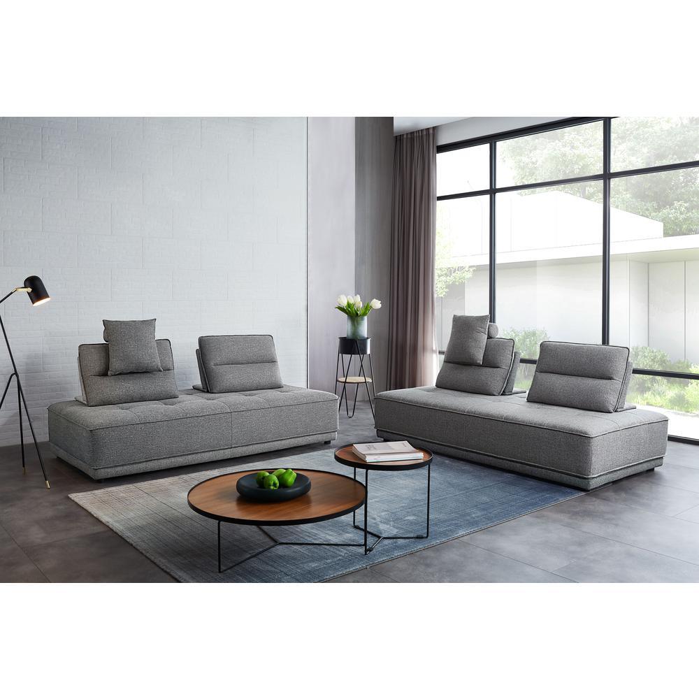 Slate 2PC Lounge Seating Platforms with Moveable Backrest Supports in Grey Polyester Fabric by Diamond Sofa. Picture 2