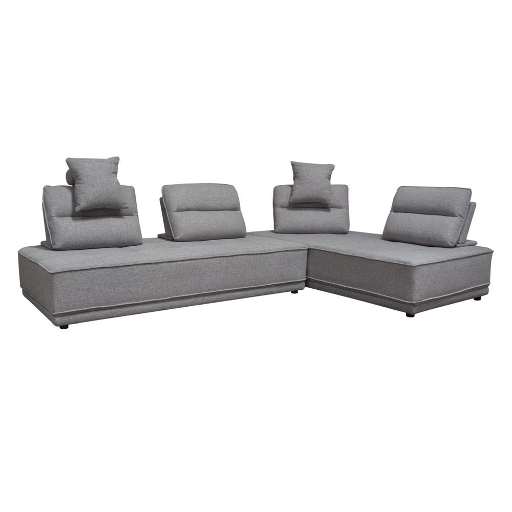 Slate 2PC Lounge Seating Platforms with Moveable Backrest Supports in Grey Polyester Fabric by Diamond Sofa. Picture 24