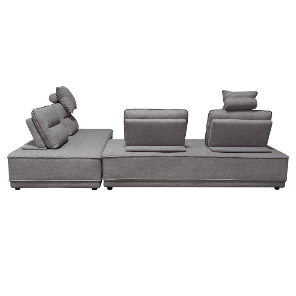 Slate 2PC Lounge Seating Platforms with Moveable Backrest Supports in Grey Polyester Fabric by Diamond Sofa. Picture 28