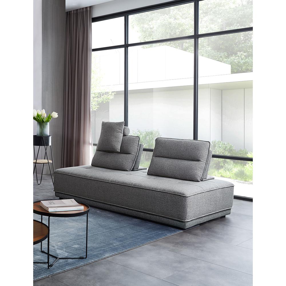 Slate Lounge Seating Platform with Moveable Backrest Supports in Grey Polyester Fabric by Diamond Sofa. Picture 4