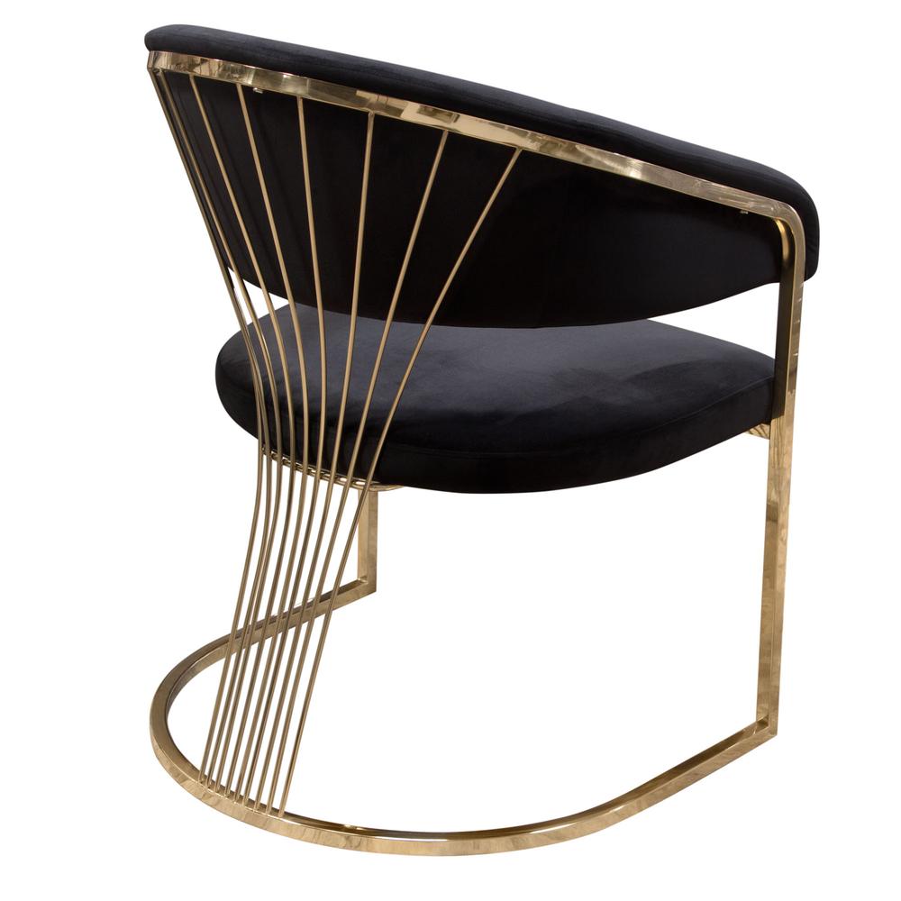 Solstice Dining Chair in Black Velvet w/ Polished Gold Metal Frame by Diamond Sofa. Picture 9