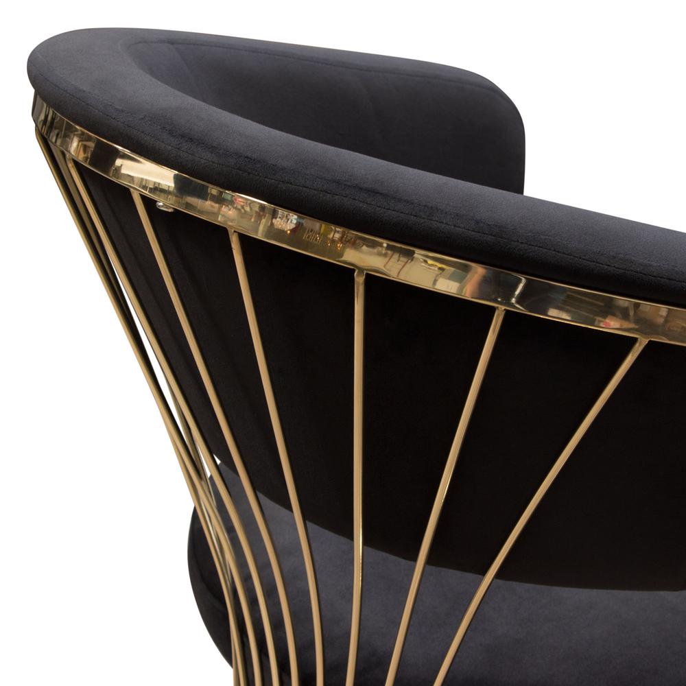 Solstice Dining Chair in Black Velvet w/ Polished Gold Metal Frame by Diamond Sofa. Picture 5