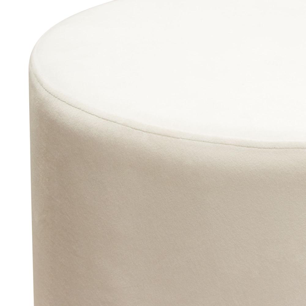 Sorbet Round Accent Ottoman in Cream Velvet w/ Gold Metal Band Accent by Diamond Sofa. Picture 5