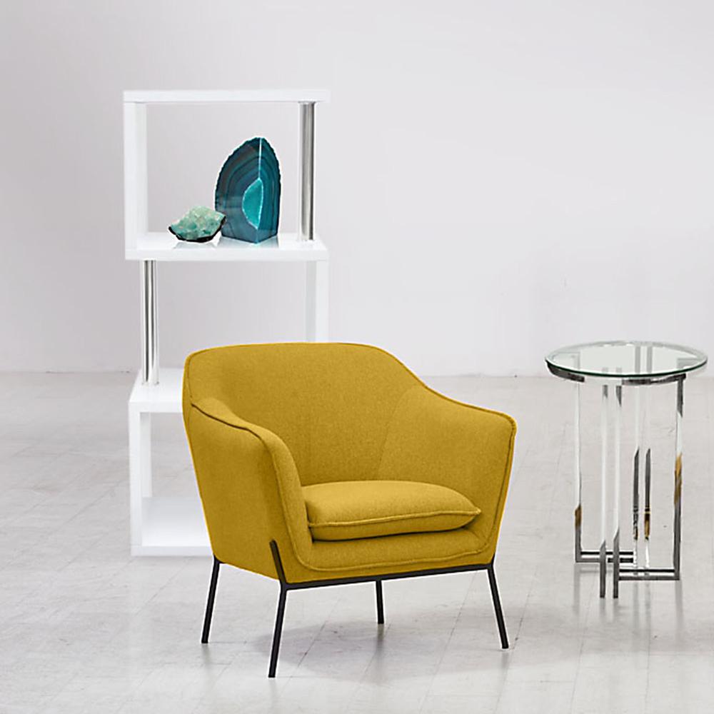 Status Accent Chair in Yellow Fabric with Metal Leg. Picture 10